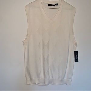 CLAIBORNE IVORY ARGYLE SWEATER VEST SIZE M